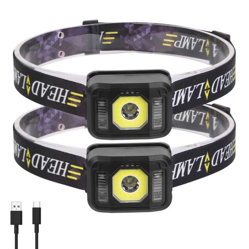2Packs Rechargeable Motion Sensor Headlamp 6 Light Modes COB XPG Headlight Torch Flashlight for Fishing Running Camping Hiking 2Packs Rechargeable Motion Sensor Headlamp 6 Light Modes COB XPG Headlight Torch Flashlight for Fishing Running Camping Hiking