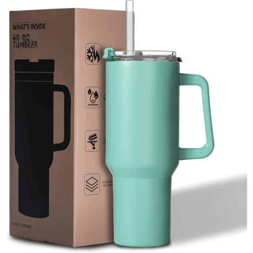 40oz Tumbler With Lid, Starw And Handle, Stainless Steel Vacuum Insulated Water Bottle Travel Mug For Iced Coffee, Hot And Cold Tea 40oz Tumbler With Lid, Starw And Handle, Stainless Steel Vacuum Insulated Water Bottle Travel Mug For Iced Coffee, Hot And Cold Tea